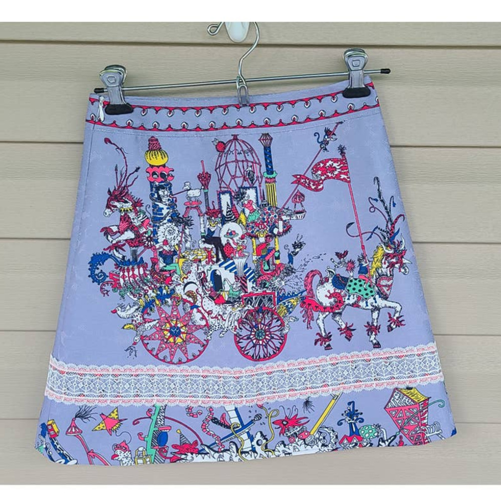 Whimsical "La Folle Parade" Purple Lace Trim Detail Skirt Small Unbranded